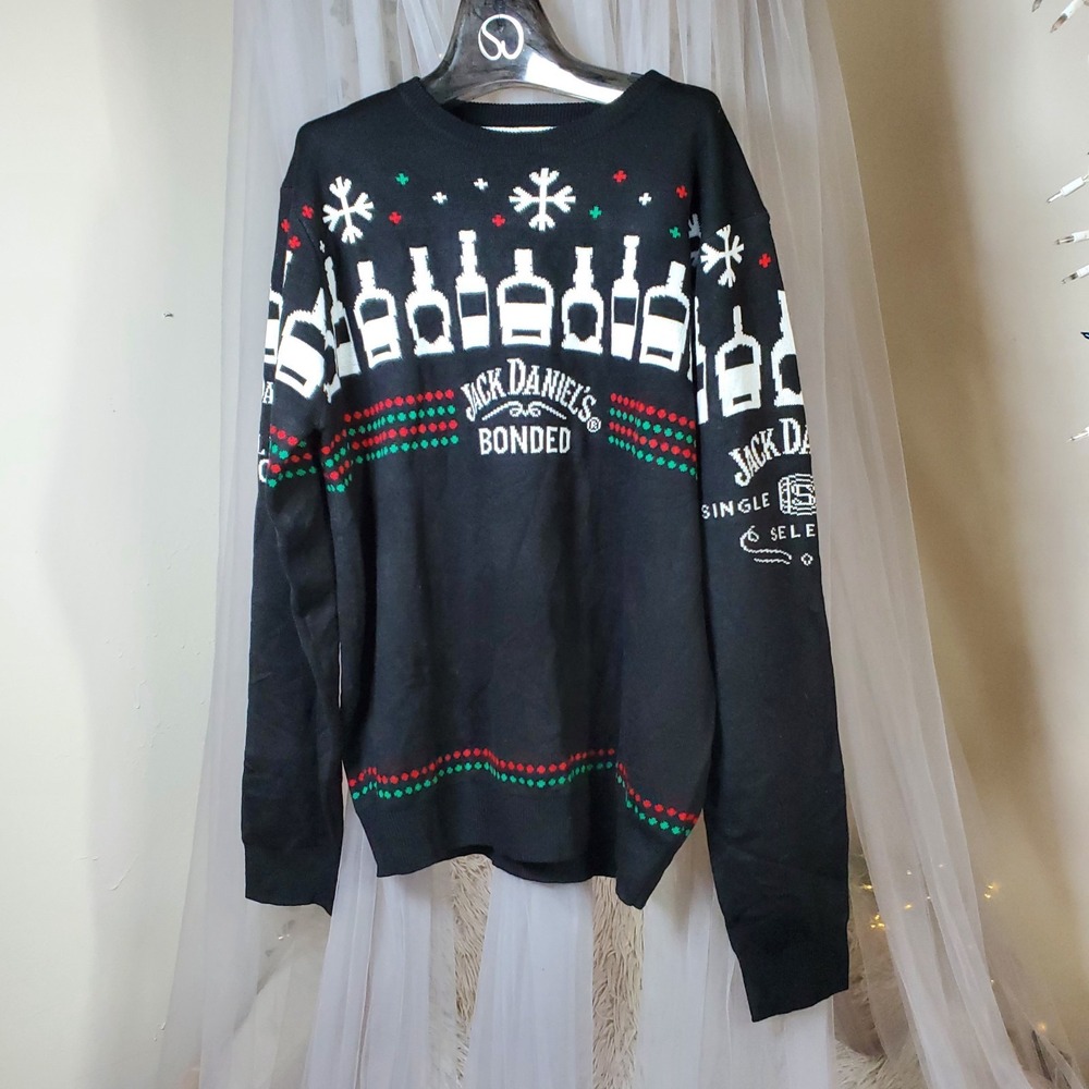 Jack Daniel's Christmas Holiday Knit Sweater Mens Pullover Size XL‎ Party